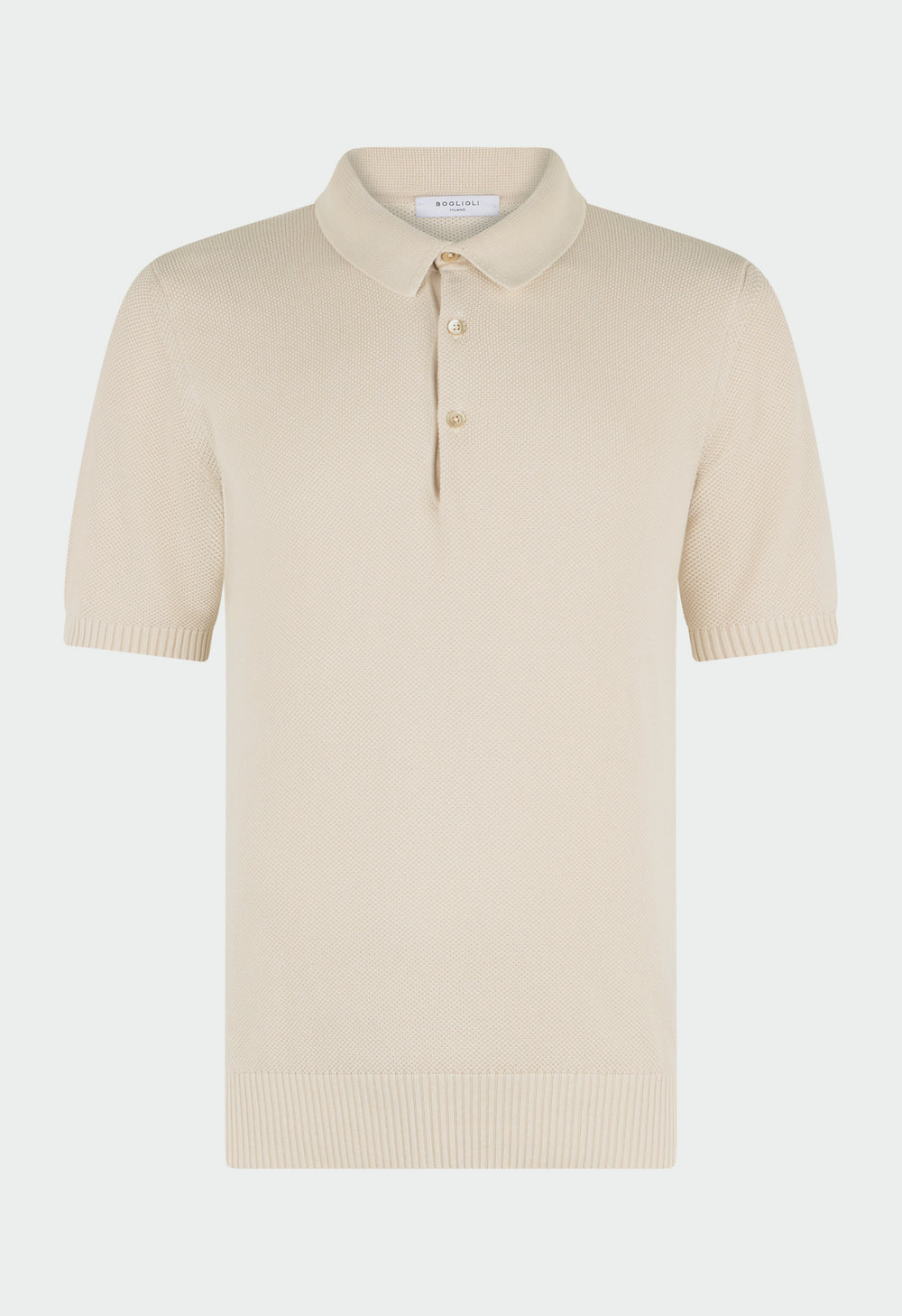 Weißes Kurzarm-Poloshirt aus Baumwolle mit Wabenstruktur