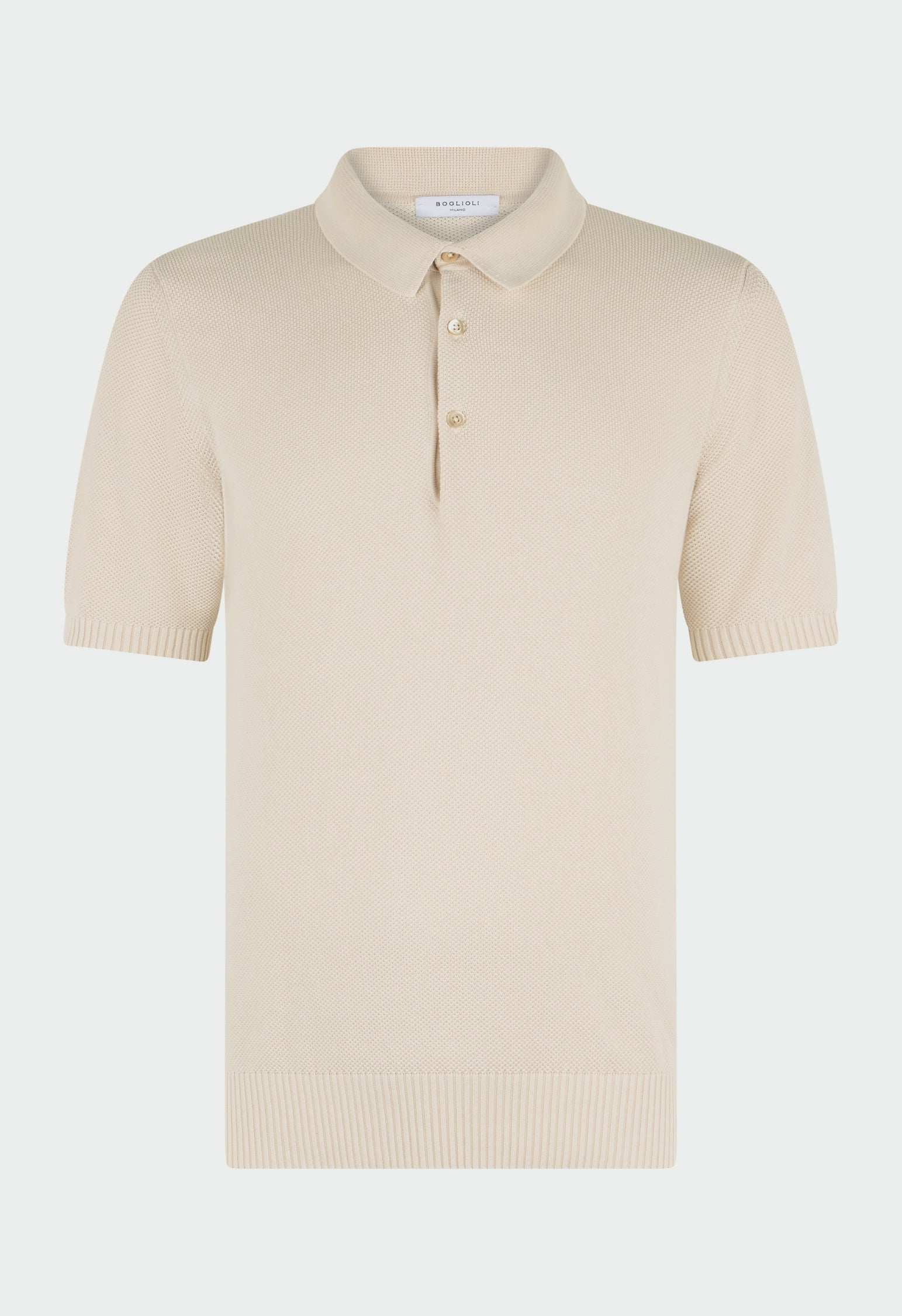 Weißes Kurzarm-Poloshirt aus Baumwolle mit Wabenstruktur