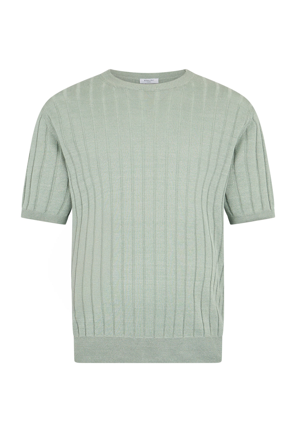 Grünes Flachripp-T-Shirt aus Leinen