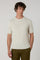 Warmweißes flachgeripptes T-Shirt aus Leinen-Baumwolle