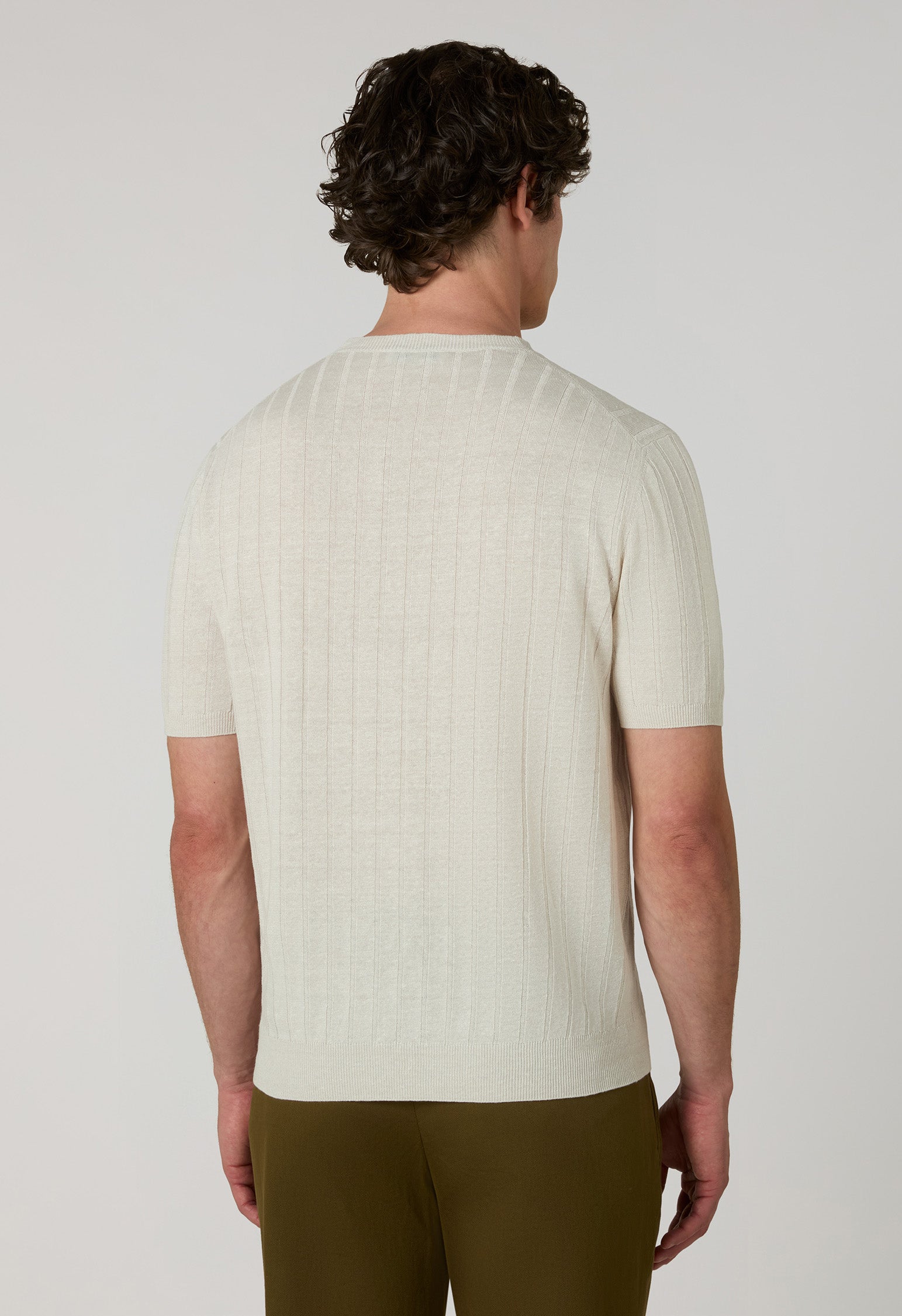T-Shirt in lino e cotone a coste piatte bianco caldo
