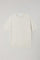 Warmweißes flachgeripptes T-Shirt aus Leinen-Baumwolle