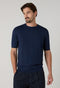 Blaues flach geripptes T-Shirt aus Leinen-Baumwolle