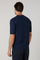 Blaues flach geripptes T-Shirt aus Leinen-Baumwolle