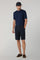 Blaues flach geripptes T-Shirt aus Leinen-Baumwolle