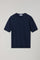 Blaues flach geripptes T-Shirt aus Leinen-Baumwolle