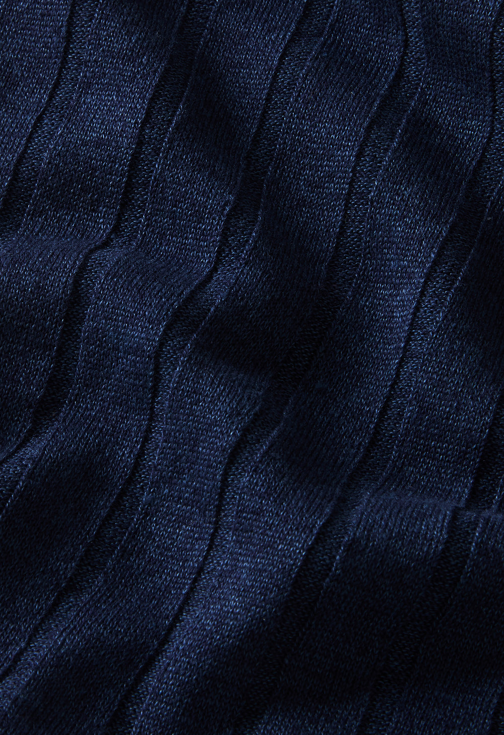 Blaues flach geripptes T-Shirt aus Leinen-Baumwolle