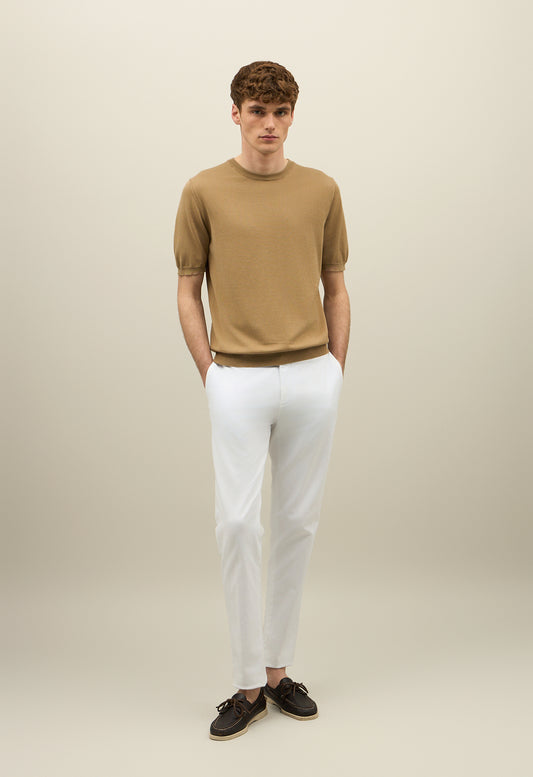 Light Brown Garment Dyed Cotton T-Shirt