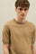 T-Shirt in cotone tinto in capo marrone chiaro
