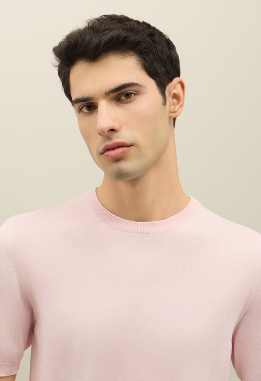 Pink Garment Dyed Cotton T-Shirt