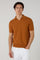 Orangefarbenes stückgefärbtes Kurzarm-Poloshirt aus Baumwoll-Pikee
