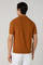 Orangefarbenes stückgefärbtes Kurzarm-Poloshirt aus Baumwoll-Pikee