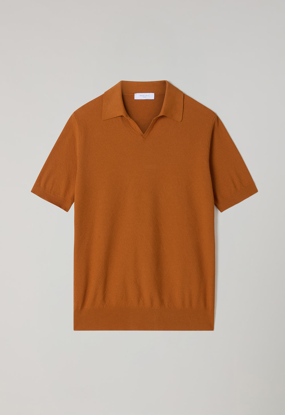 Orangefarbenes stückgefärbtes Kurzarm-Poloshirt aus Baumwoll-Pikee