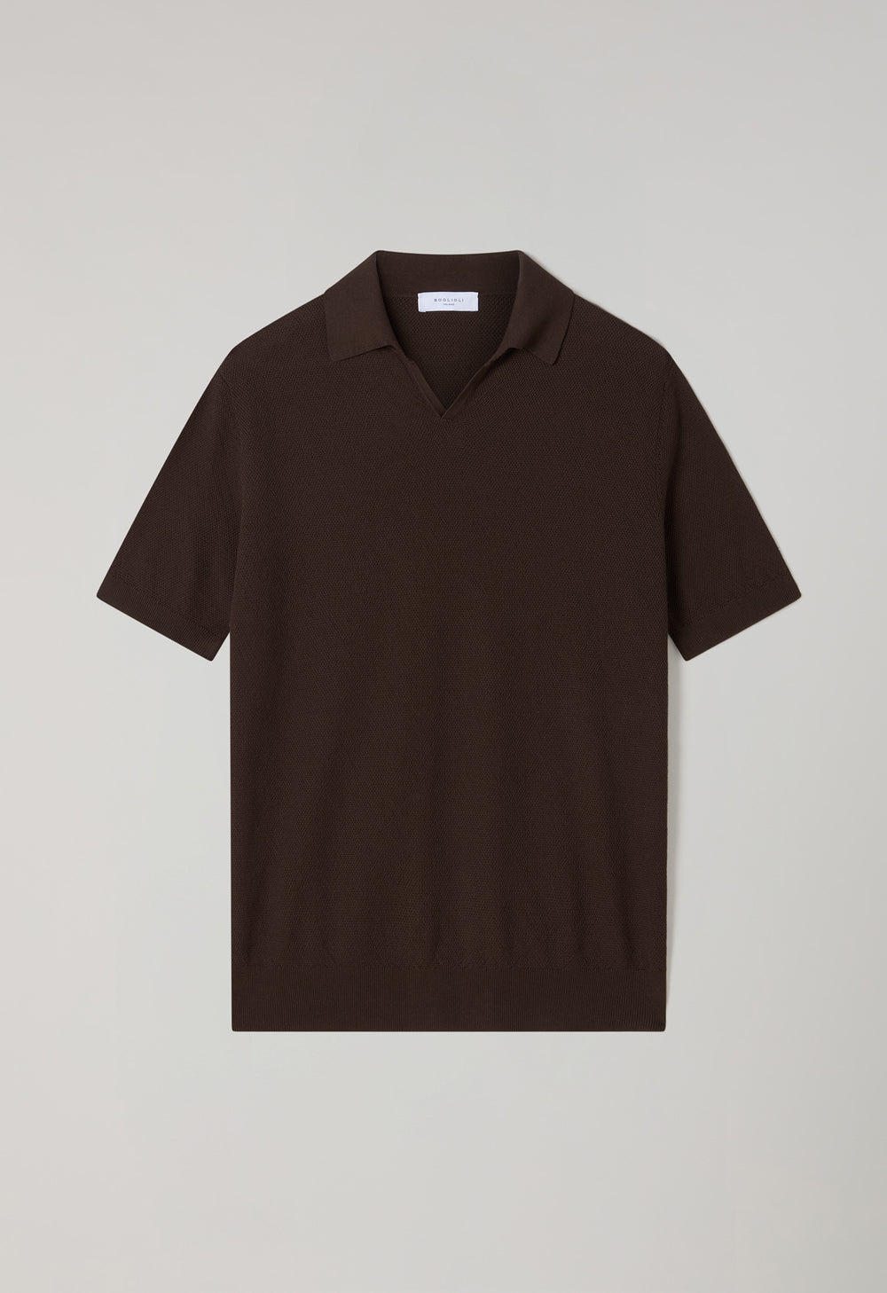 Braunes stückgefärbtes Kurzarm-Poloshirt aus Baumwoll-Pikee