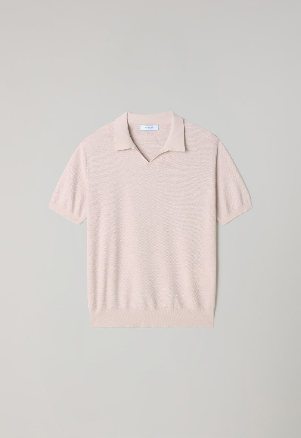 Pastellrosafarbenes stückgefärbtes Kurzarm-Poloshirt aus Baumwoll-Pikee