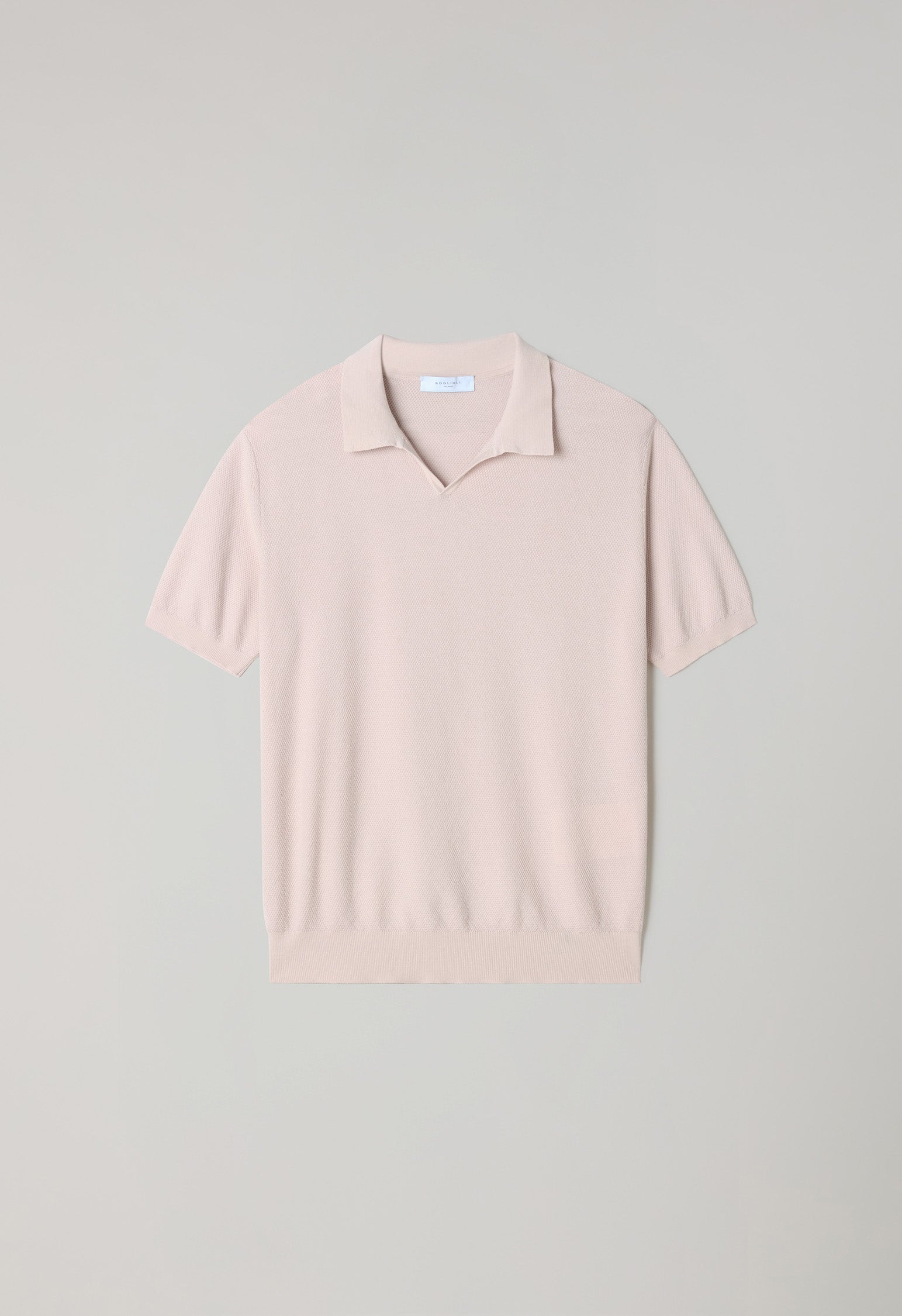 Pastellrosafarbenes stückgefärbtes Kurzarm-Poloshirt aus Baumwoll-Pikee