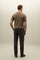 Khaki Kurzarm-Poloshirt aus Jacquard-Baumwolle