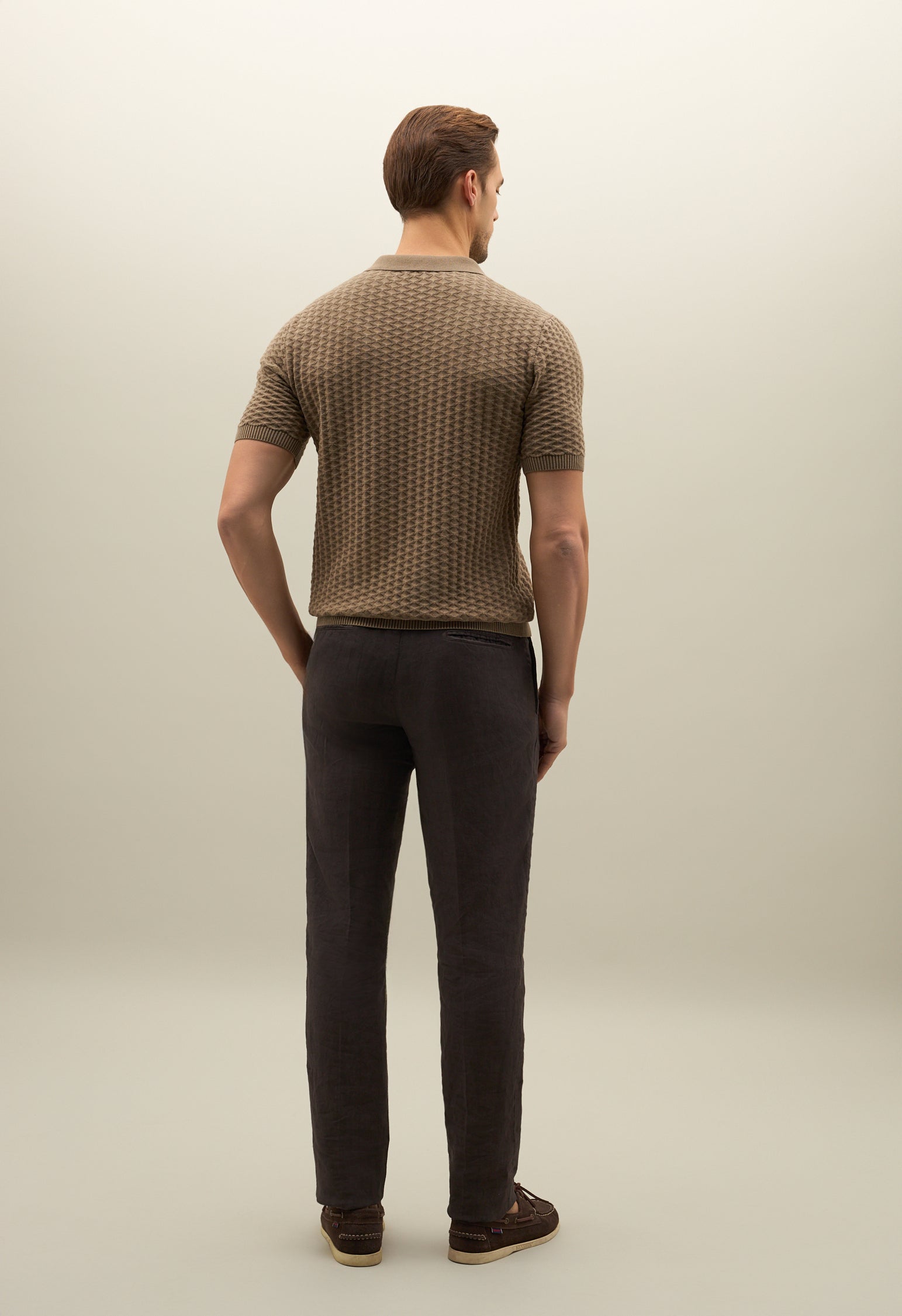 Polo a maniche corte in cotone jacquard khaki