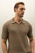 Khaki Kurzarm-Poloshirt aus Jacquard-Baumwolle