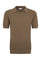 Khaki Kurzarm-Poloshirt aus Jacquard-Baumwolle