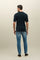 Blaues Kurzarm-Poloshirt aus Jacquard-Baumwolle