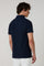 Blaues Kurzarm-Poloshirt aus Baumwolle-Leinen