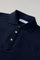 Blaues Kurzarm-Poloshirt aus Baumwolle-Leinen