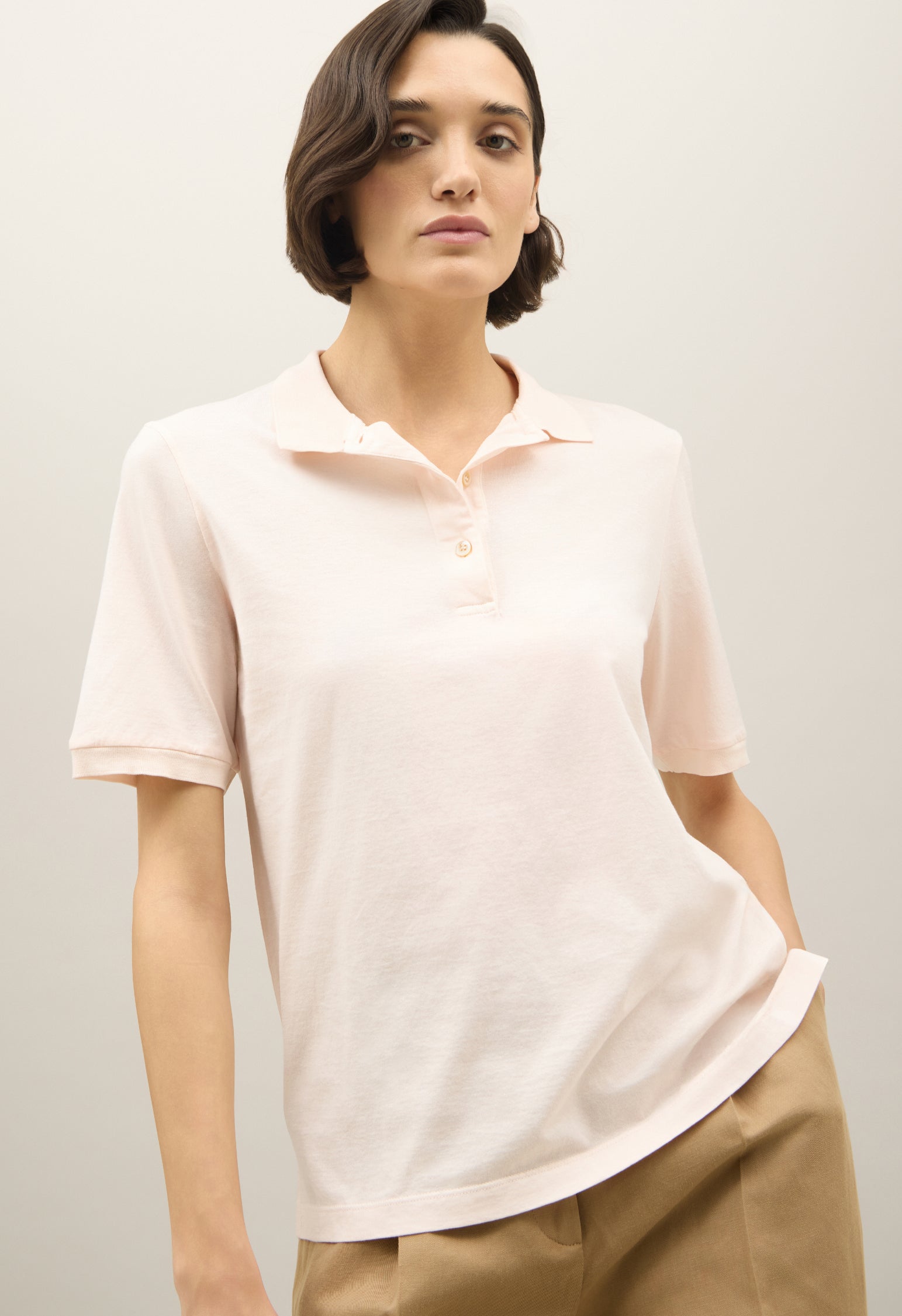 Rosafarbenes Langärmliges Poloshirt aus Jersey
