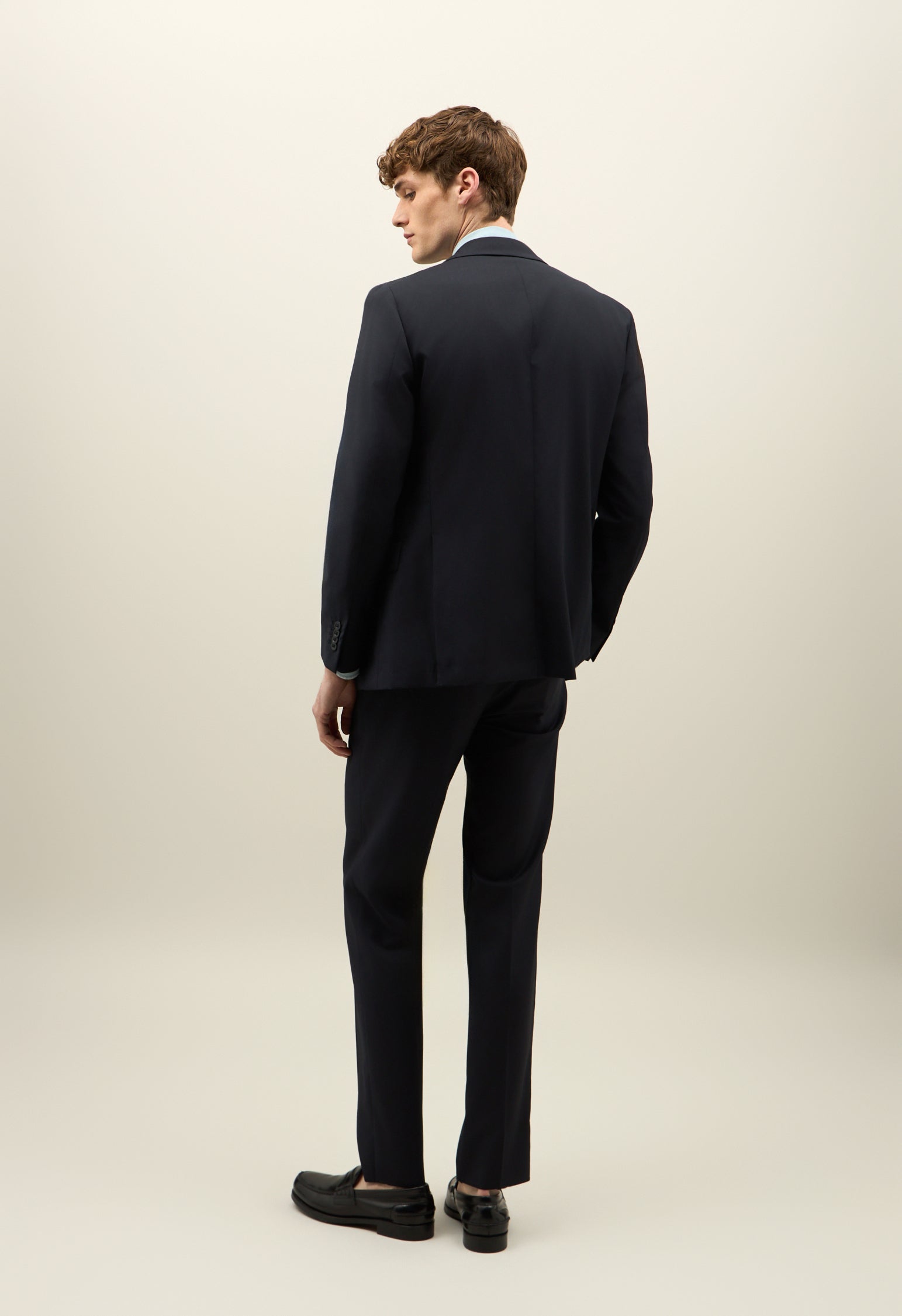 Blue Wool Canvas B-Line Suit with Tonal Buttons