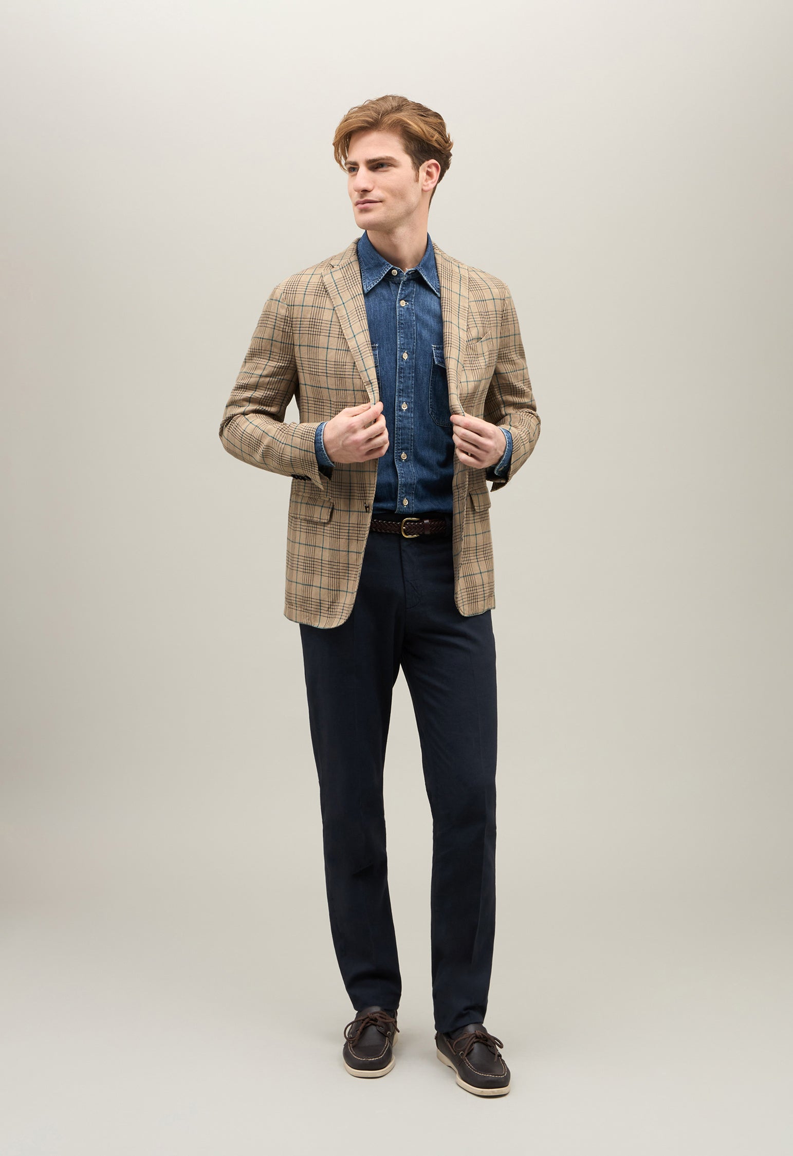 Beige Linen Check K-Jacket