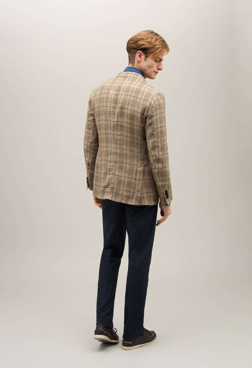 Beige Linen Check K-Jacket