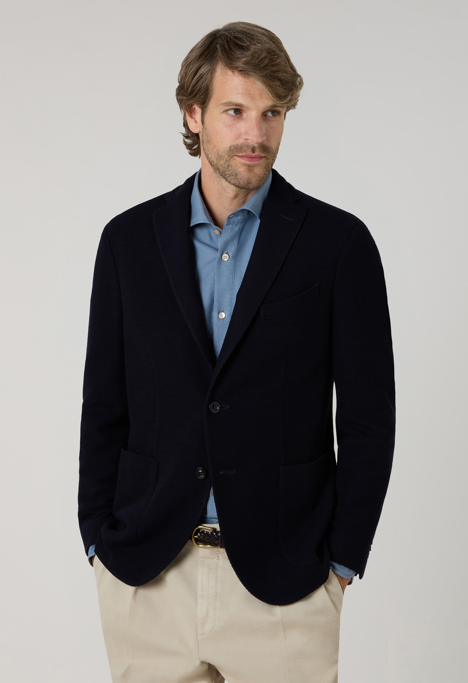 Blue Knitted Jersey K-Jacket