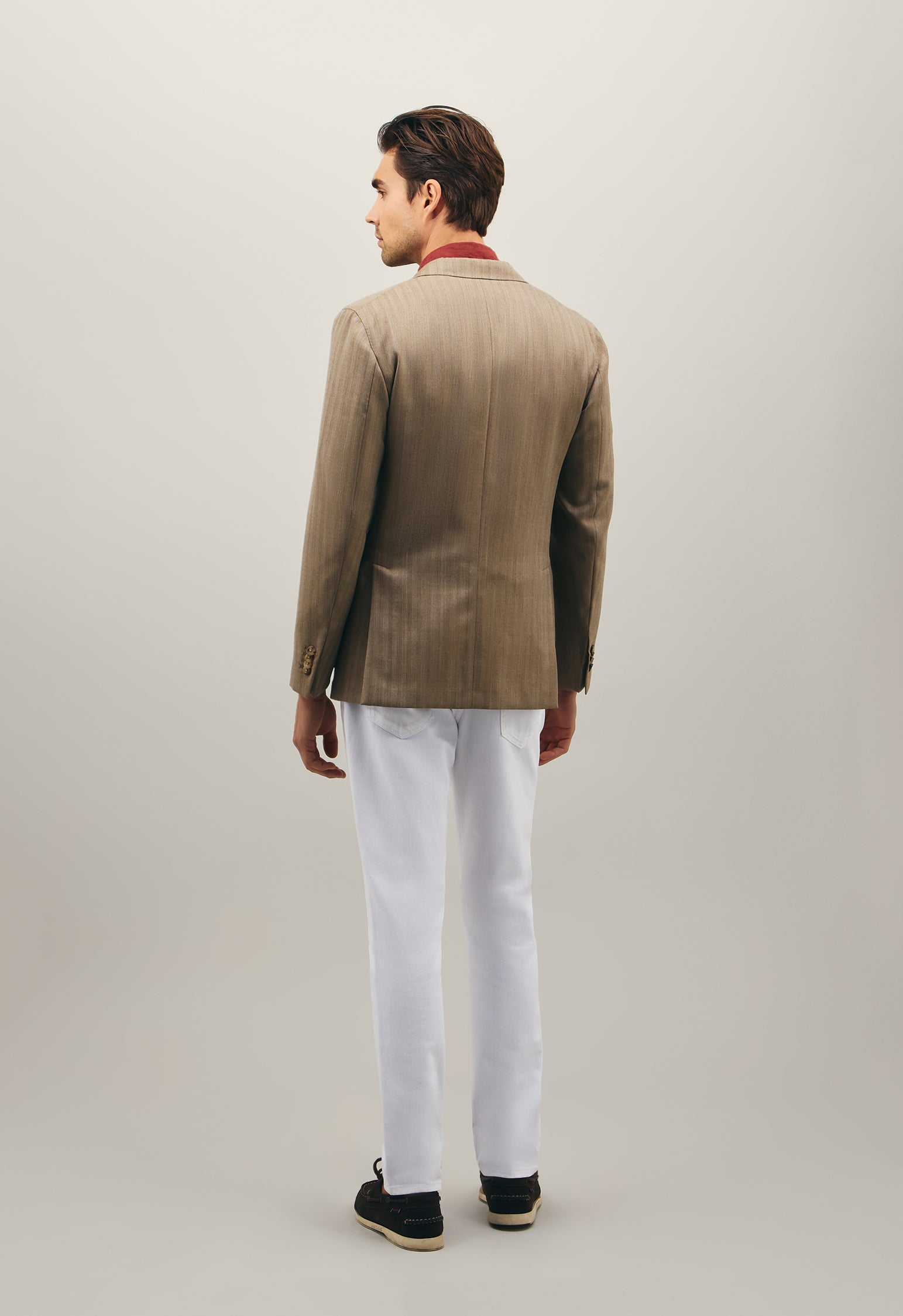 Beiges Chevron-K-Jacket aus Wolle und Seide