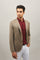 Beiges Chevron-K-Jacket aus Wolle und Seide