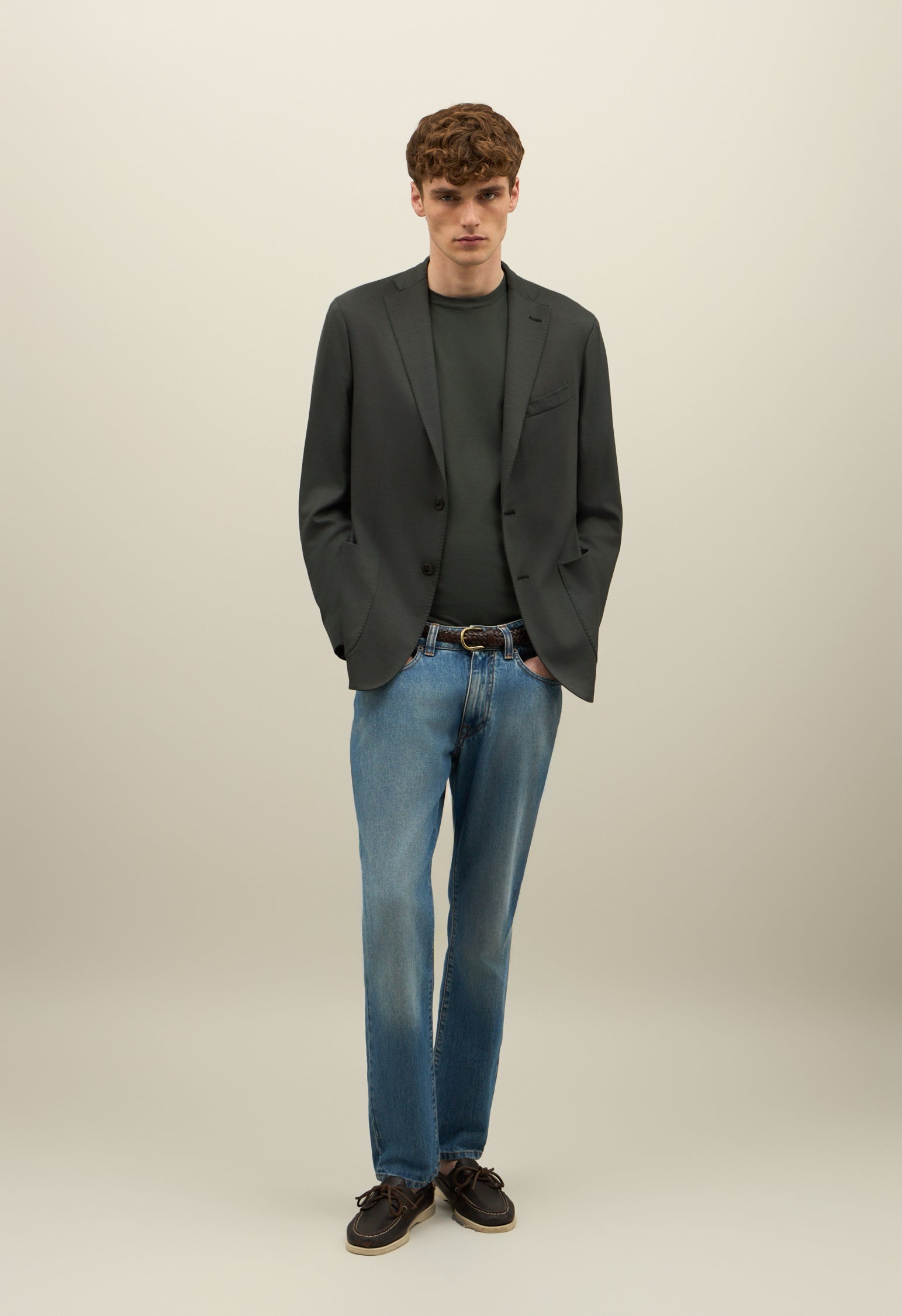 K-Jacket in jersey di lana leggera verde scuro