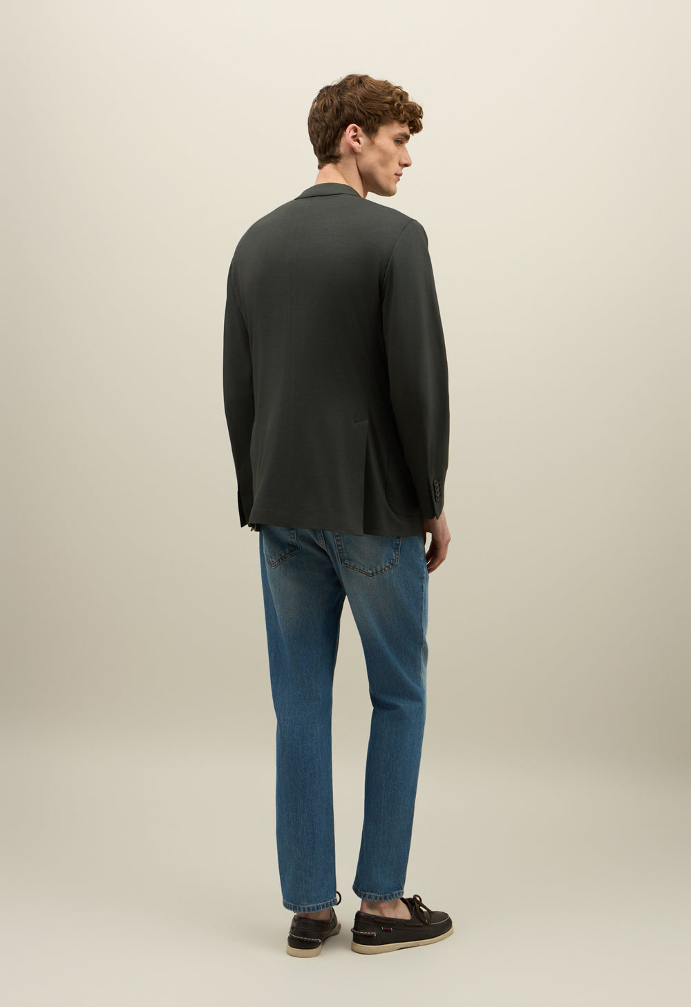 K-Jacket in jersey di lana leggera verde scuro