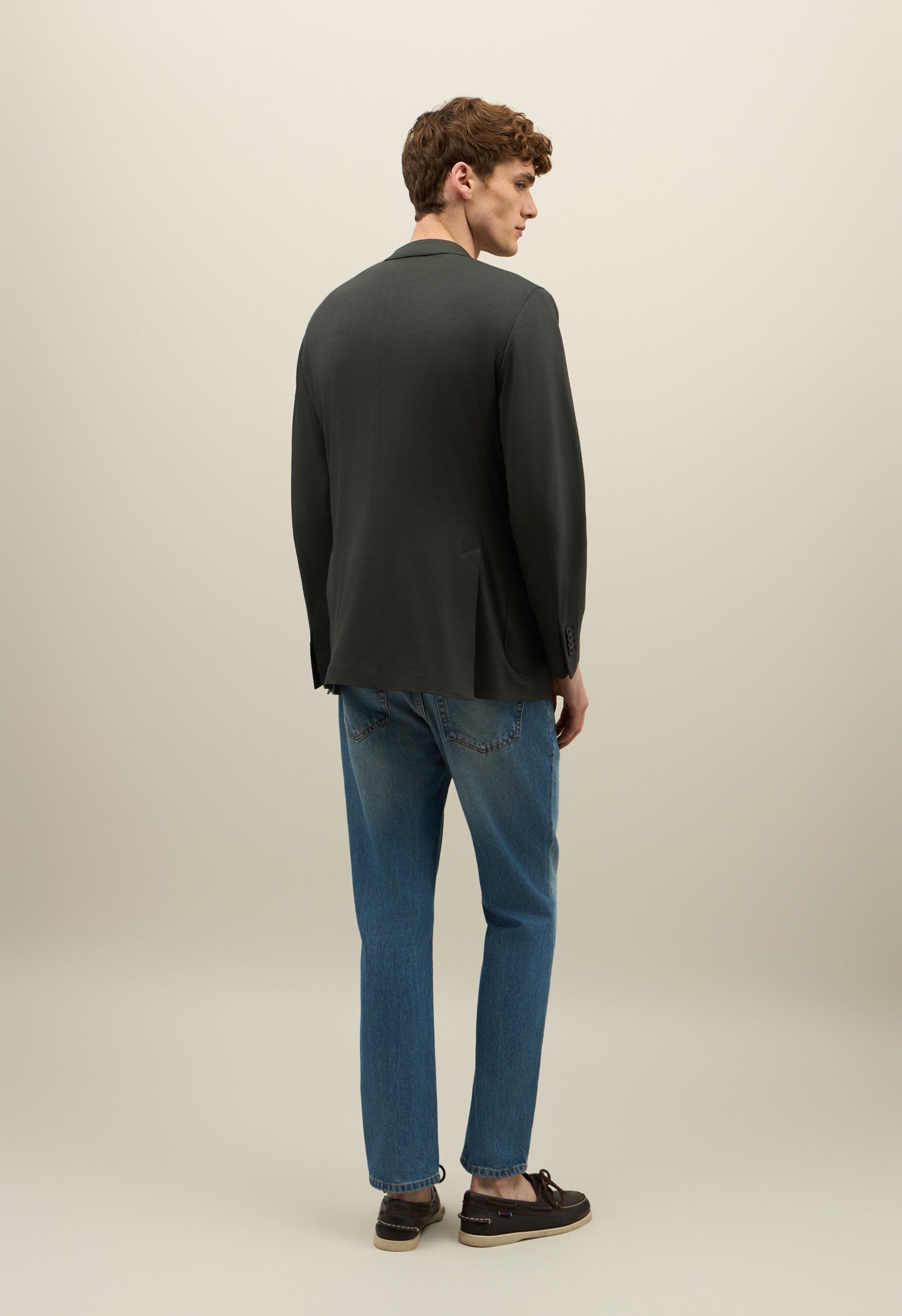 K-Jacket in jersey di lana leggera verde scuro
