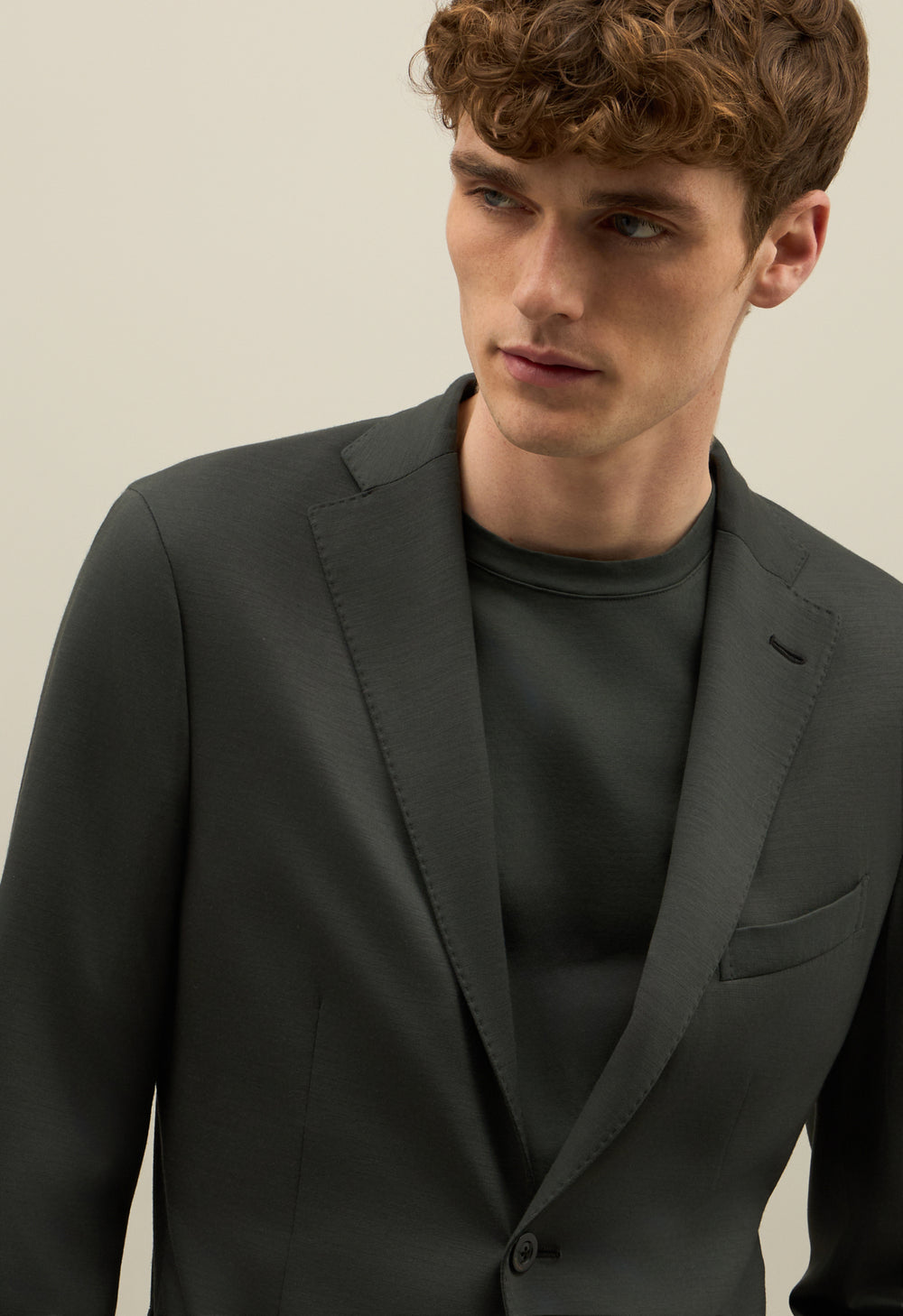 K-Jacket in jersey di lana leggera verde scuro