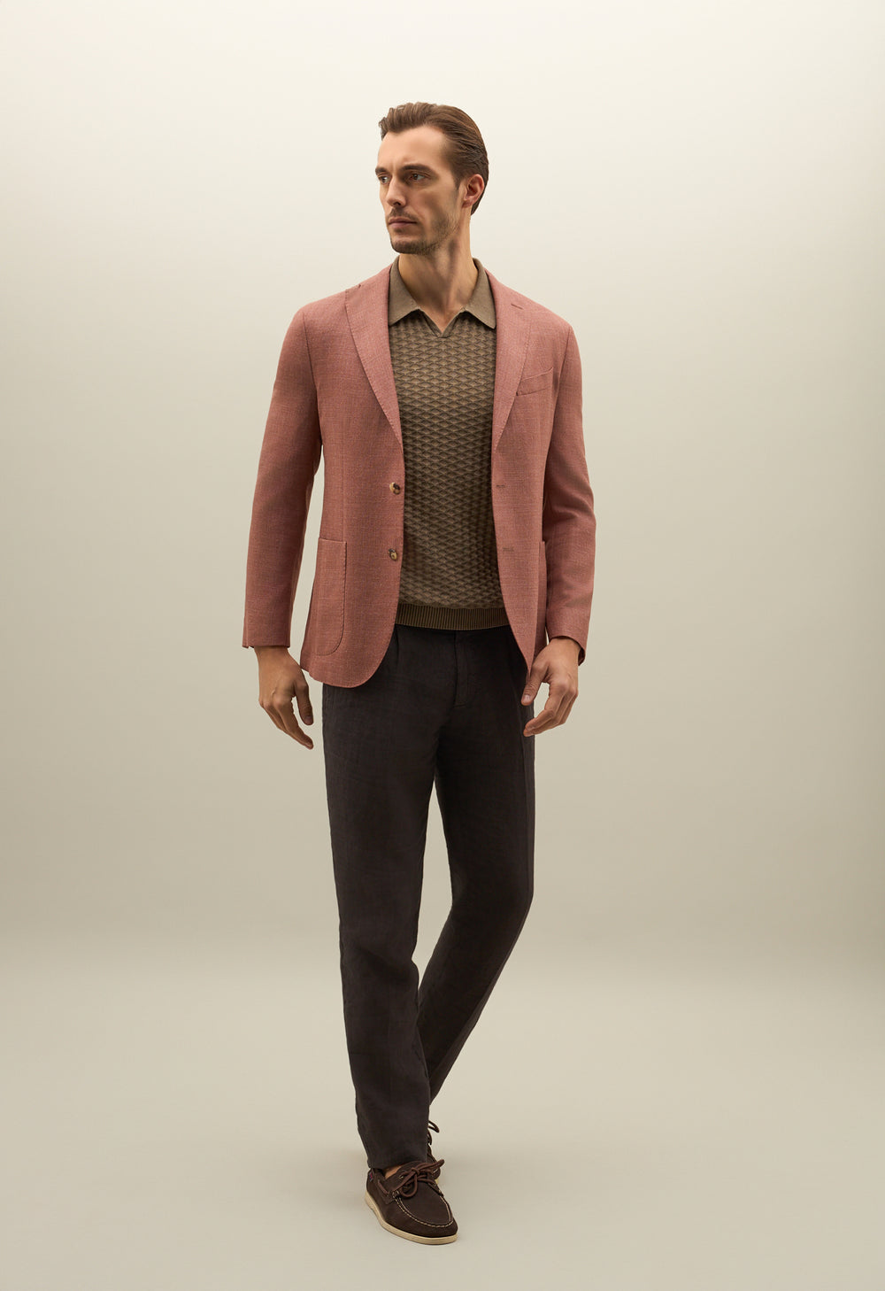 K-Jacket in lana seta e lino rosa