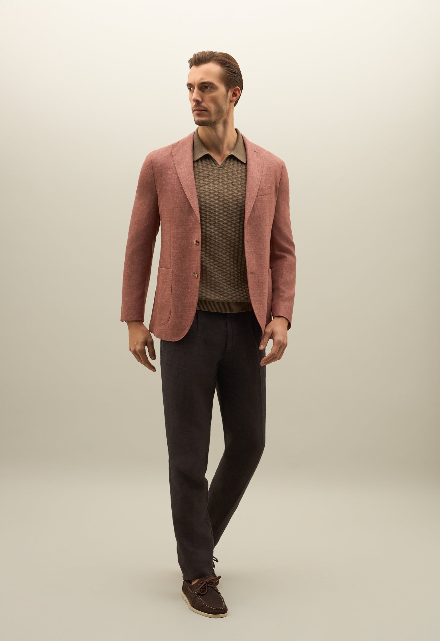K-Jacket in lana seta e lino rosa