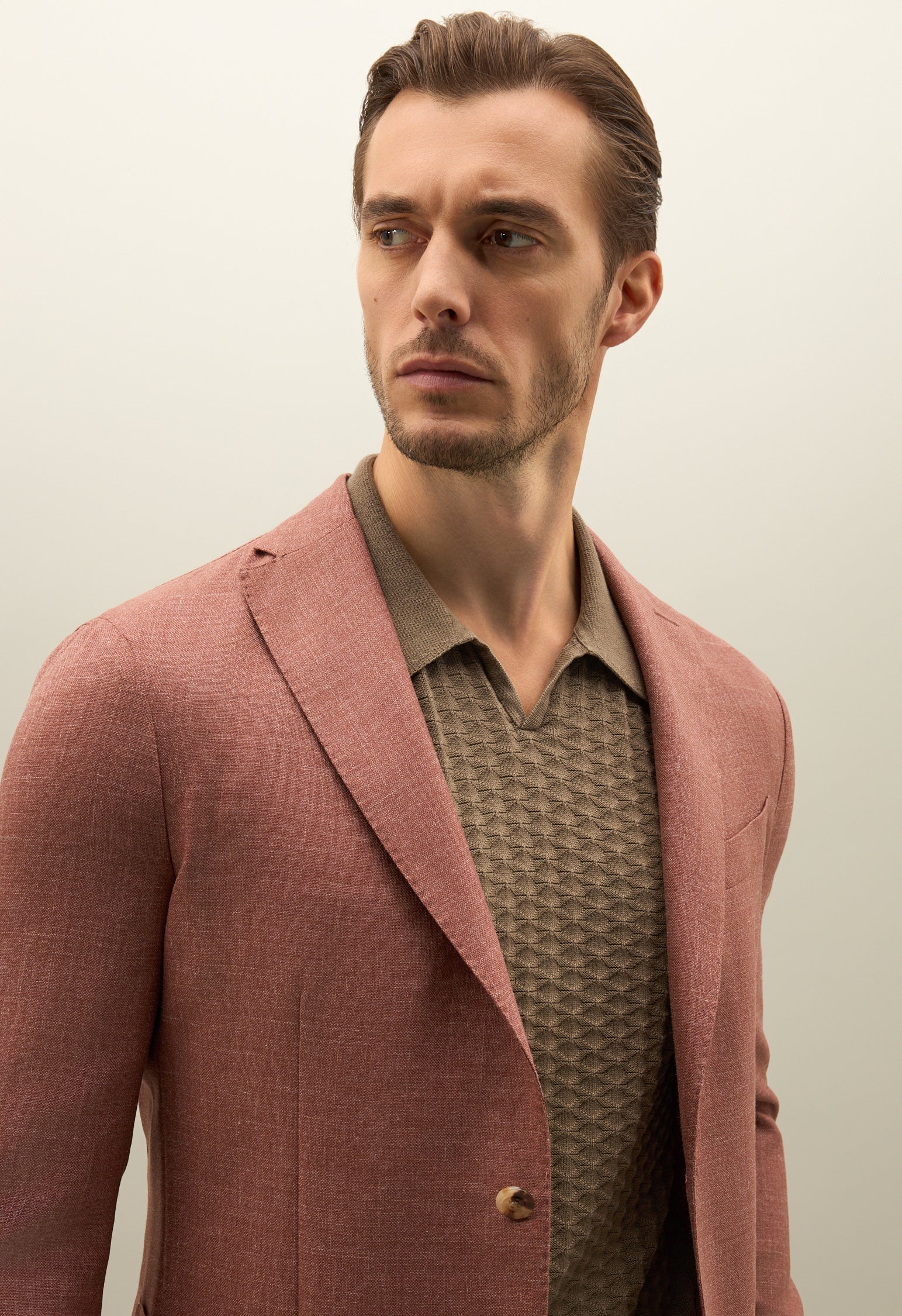 K-Jacket in lana seta e lino rosa