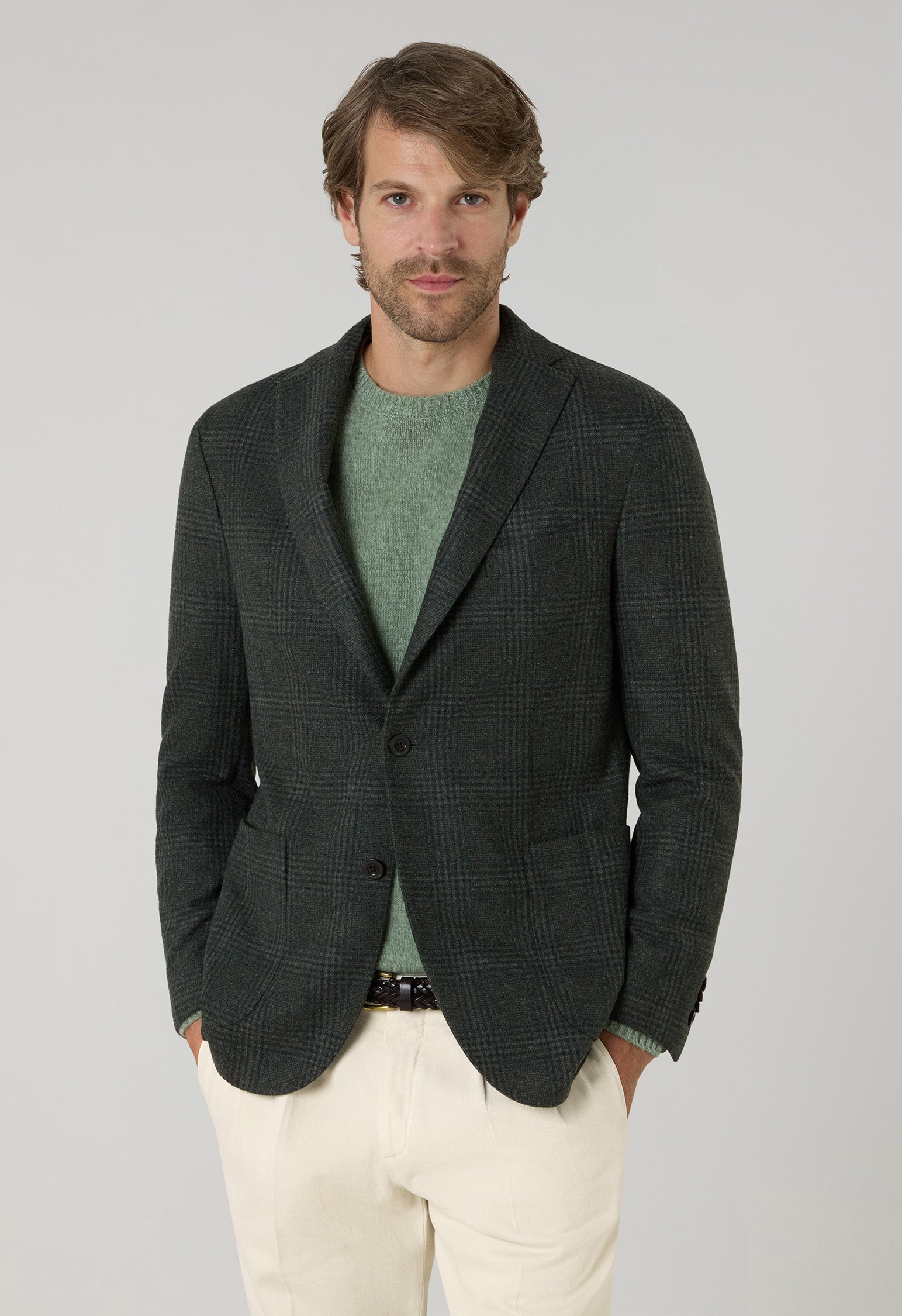 Green soft Flannel Prince of Wales K-Jacket