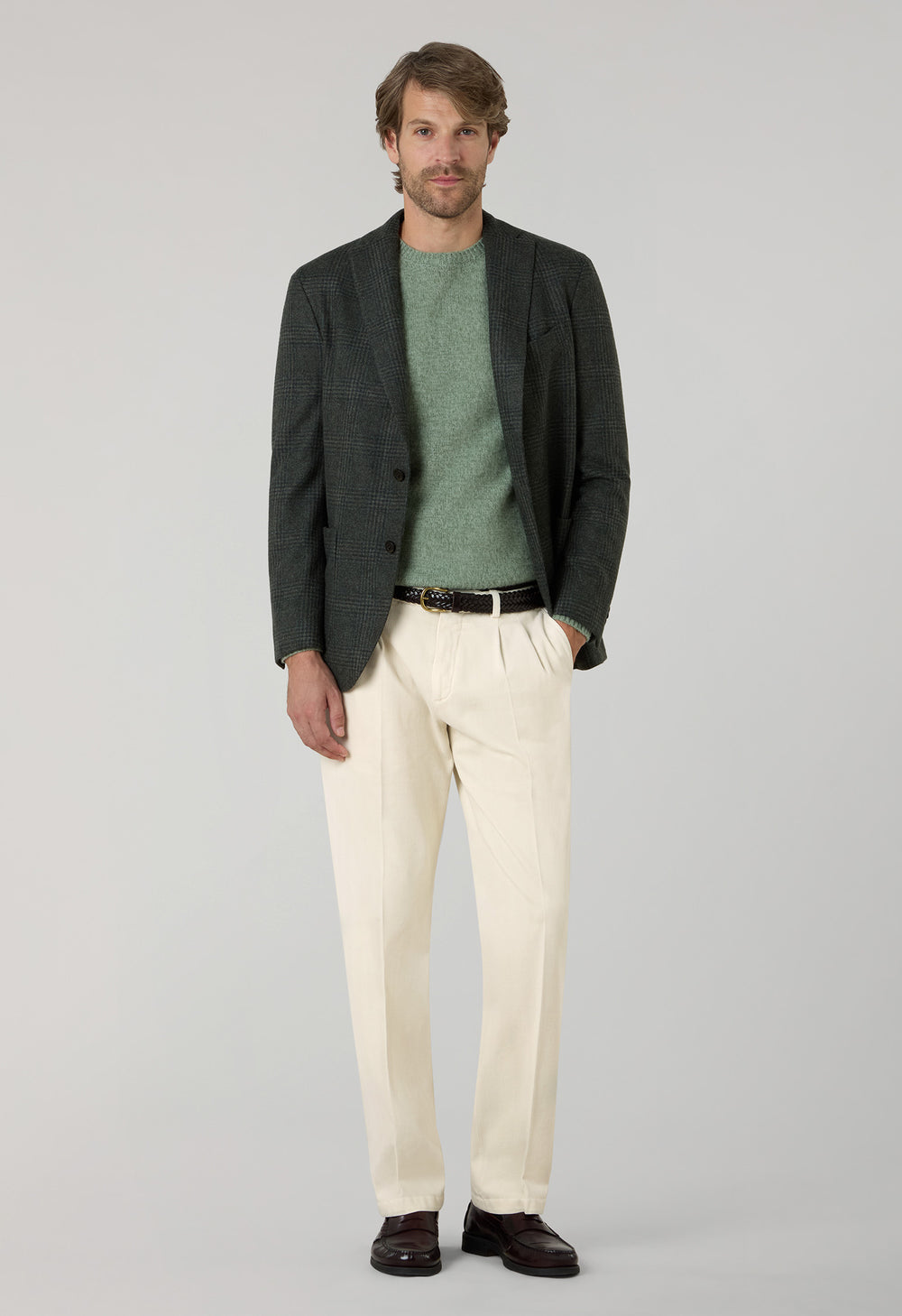 Green soft Flannel Prince of Wales K-Jacket