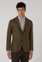 Dark Green Garment Dyed Wool Herringbone K-Jacket