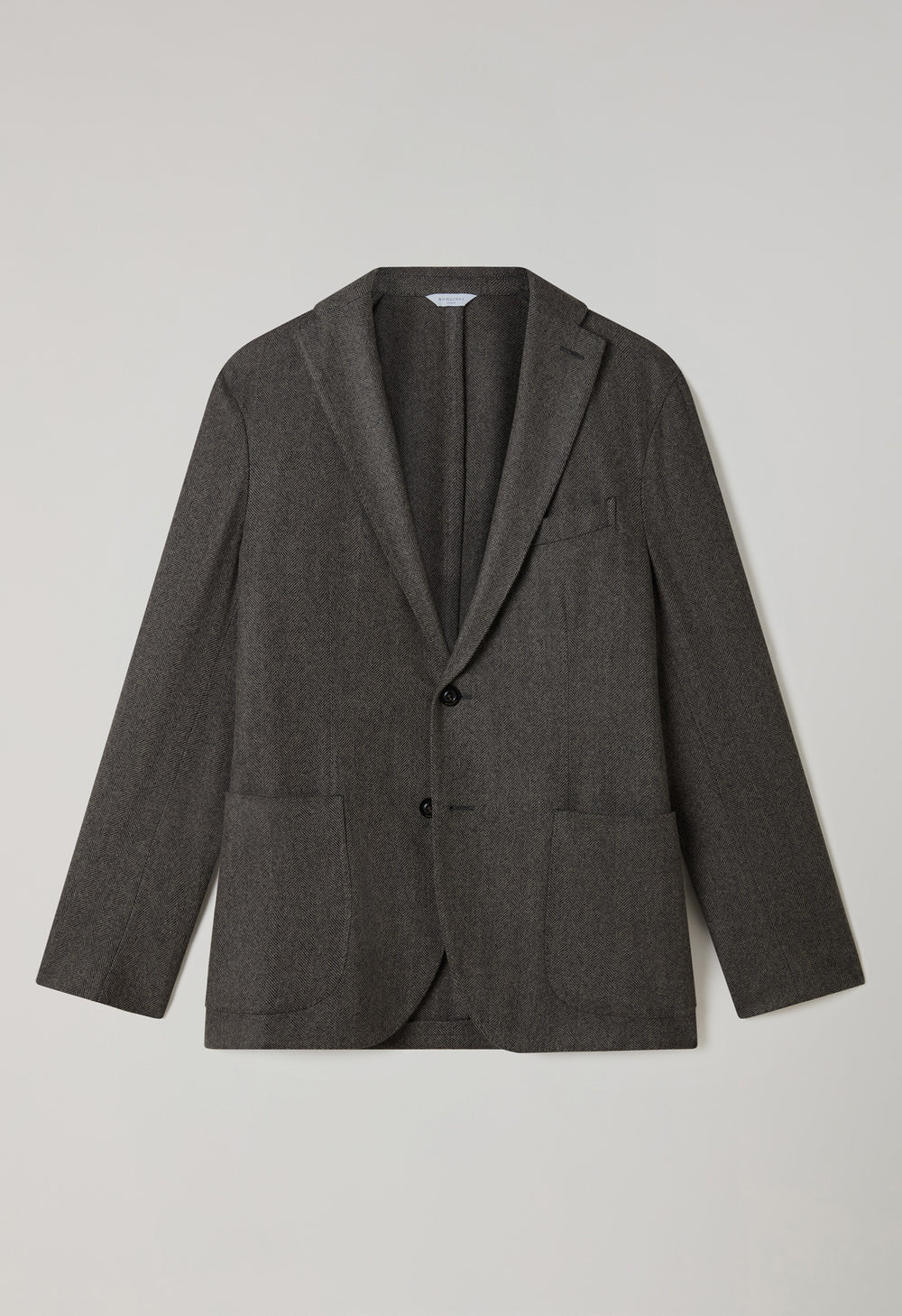 Taupe, stückgefärbte K-Jacket aus Wolle mit Fischgrätmuster