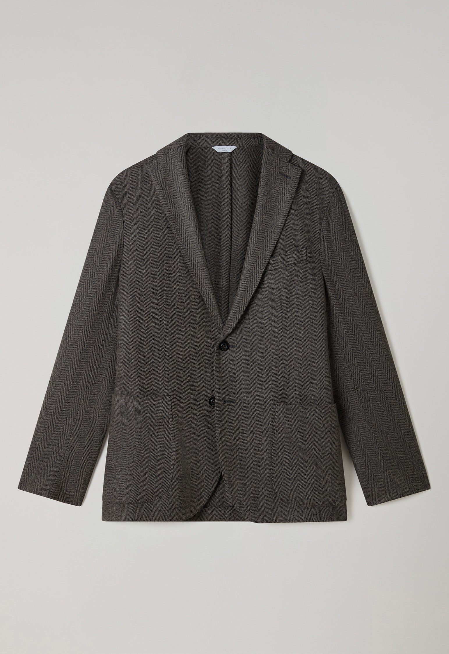 Taupe, stückgefärbte K-Jacket aus Wolle mit Fischgrätmuster