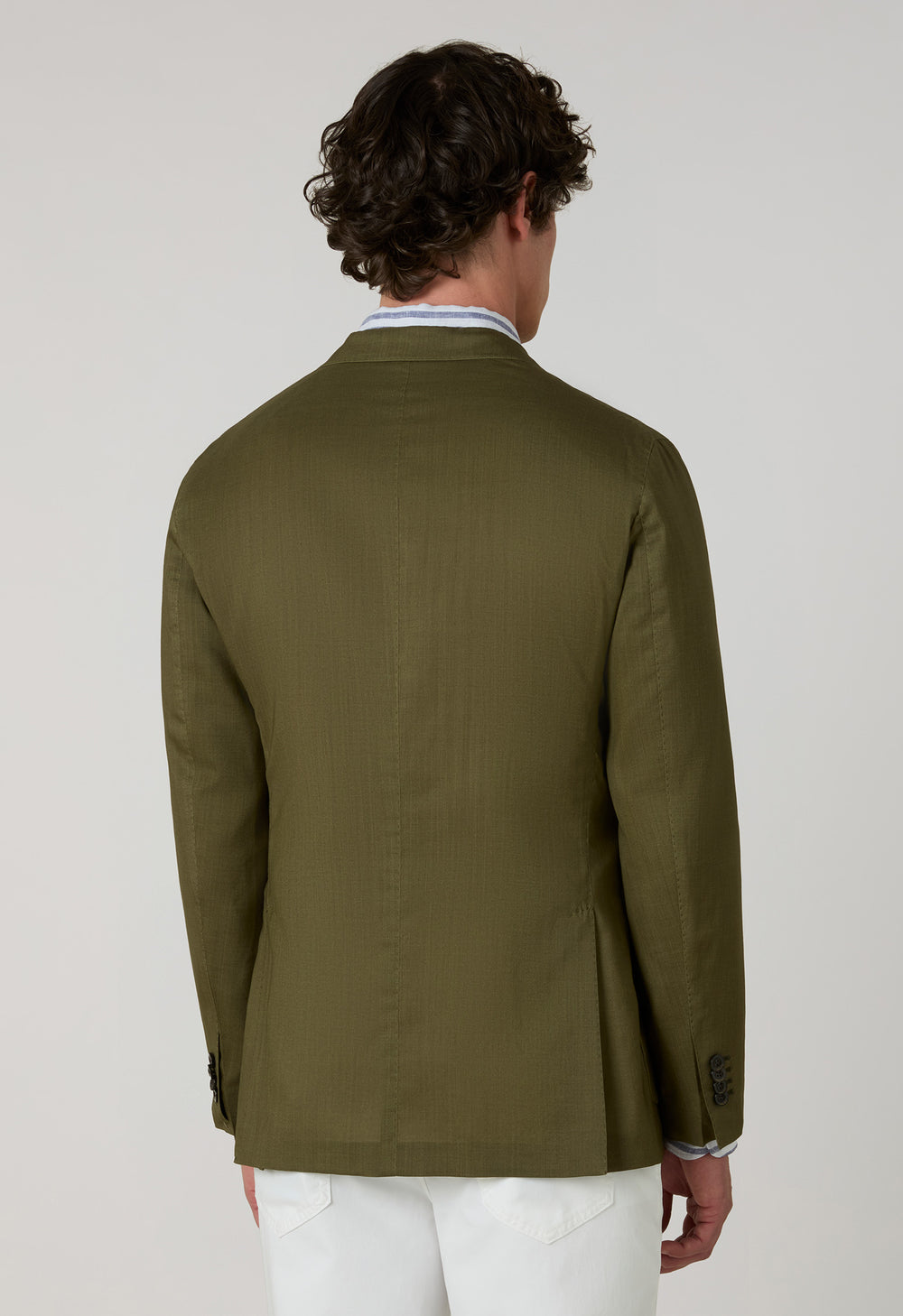 Grüne ultraleichte stückgefärbte K-Jacket aus Wolle-Seide