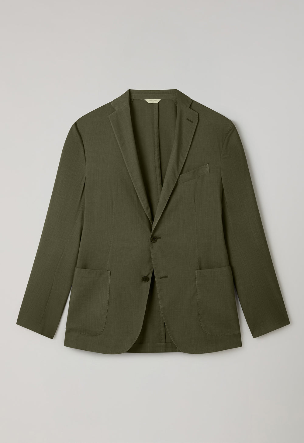 Grüne ultraleichte stückgefärbte K-Jacket aus Wolle-Seide