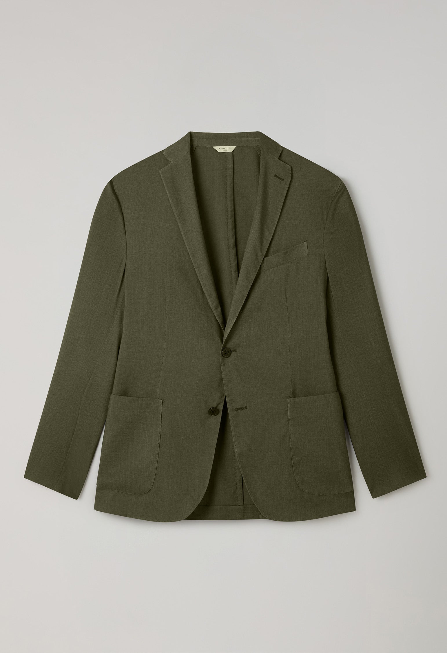 Grüne ultraleichte stückgefärbte K-Jacket aus Wolle-Seide