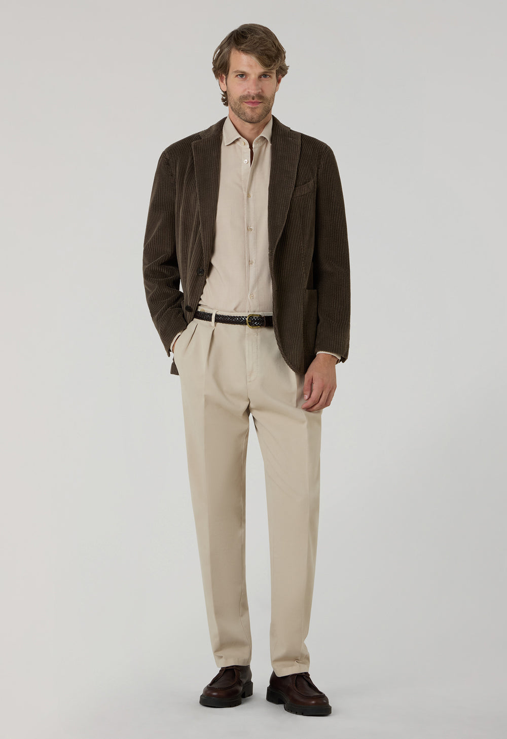 K-Jacket in velluto a costa larga tinto in capo khaki